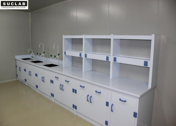 Quality Compact Design Chemistry Lab Tables , Laboratory Benches And Cabinets Adjustable Footing for sale