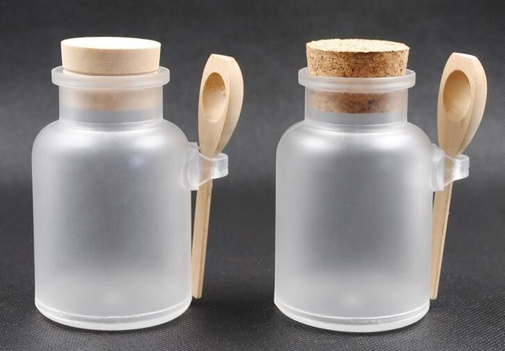  Square shape cork bath salt jars with wooden spoon Manufactures