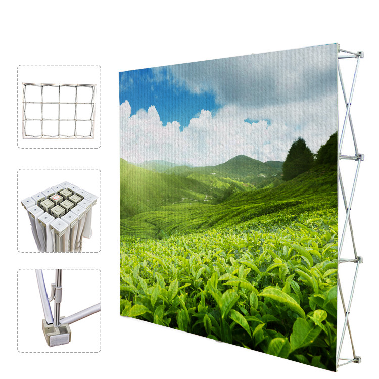  Portable Trade Show Backdrop Stand Various Shapes Detachable Frame 250g Fabric Manufactures