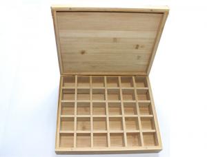  Bamboo Wooden Tea Bag Box , Wooden Tea Display Box With 30 Removable Slots Manufactures