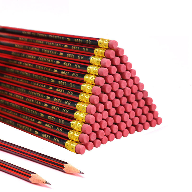 Popular 12pcsl Wooden Standard Lead Pencils HB Pencil With Eraser