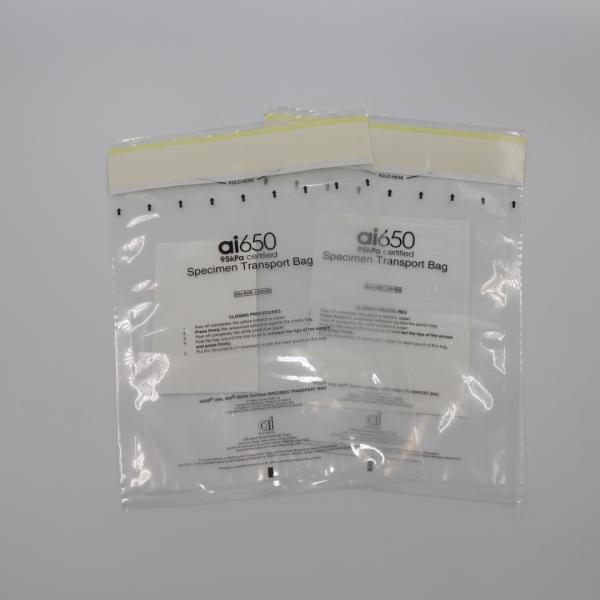 Eco Friendly Lab Use Side Gusset Clear Plastic Specimen Biohazard Bags 3 / 2 Walls