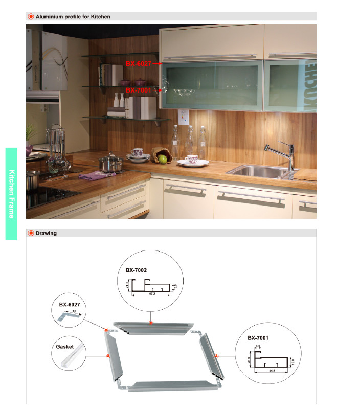 6063 T5 aluminium profile for kitchen cabinets,furniture aluminium profiles
