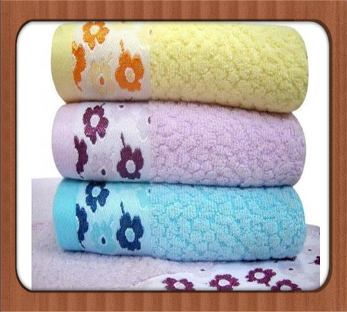  Custom design terry plain bamboo face towel embroidery , China bamboo fiber towel Manufactures
