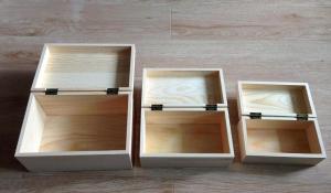  Wooden Wine Gift Boxes with Hinge& Clasp, 3 sizes of Small, Medium and Large Manufactures