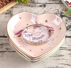  Heart Shape Ceramic Jewelry display plates, Unicorn printed Manufactures