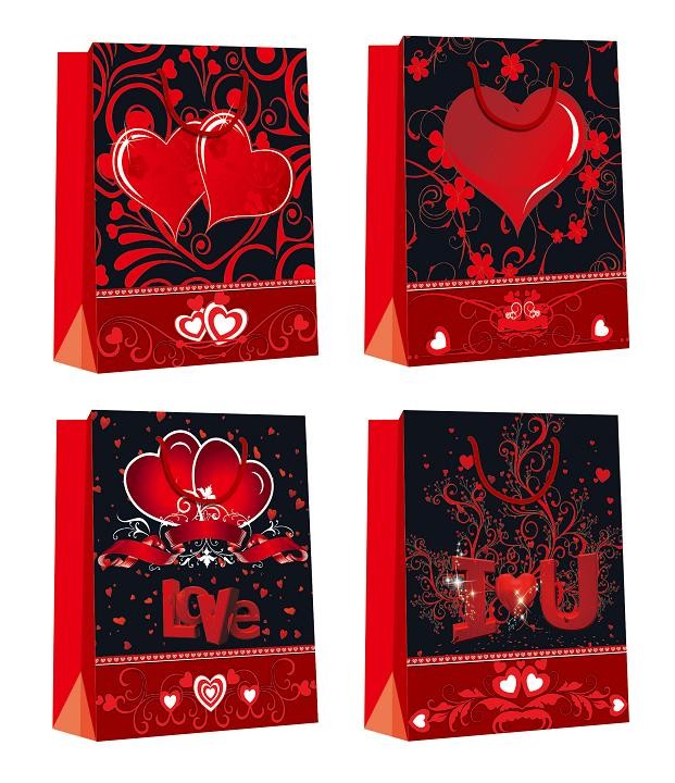  Customized Luxury Shopping Glossy Paper Bags for Valentine's Day eco-friendly Manufactures