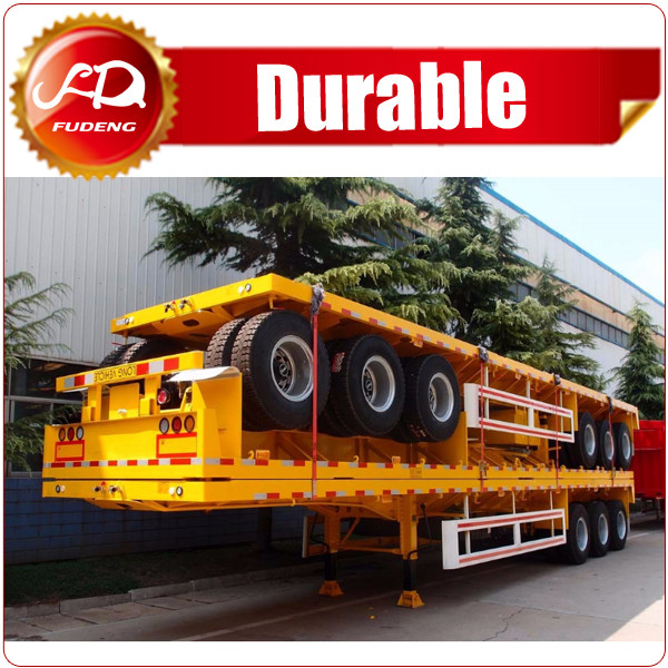  Cheap price flatbed semi trailer , 40ft flatbed trailer with container locks for sale Manufactures