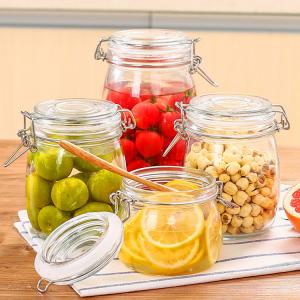  Custom Airtight Square Glass Storage Bottle Jar With Clip Lids Various Size Available Manufactures