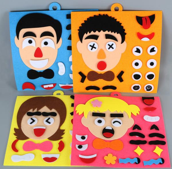 Felt Puzzle Toys Kids DIY Facial Expression Emotion Changing for Children Learning Education Velcro Sticks 30 X 30cm