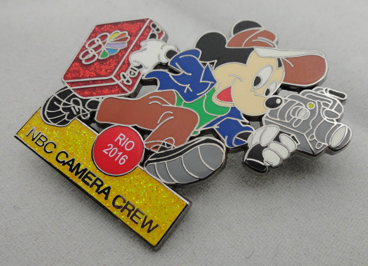  NBC Camera Crew Disney Pin Badge by Zinc Alloy, Synthetic Enamel, Black Nickel, Glitter Filled Manufactures