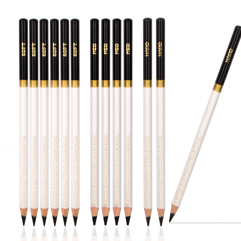  High grade basswood customized 4.0mm lead black and white charcoal pencil set for sketching and drawing Manufactures
