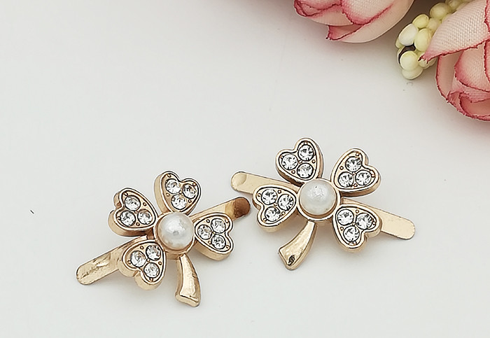  Pearl Rhinestone Zinc Alloy Buckle Flower Shaped 18*18.3MM Environmental Plated Manufactures