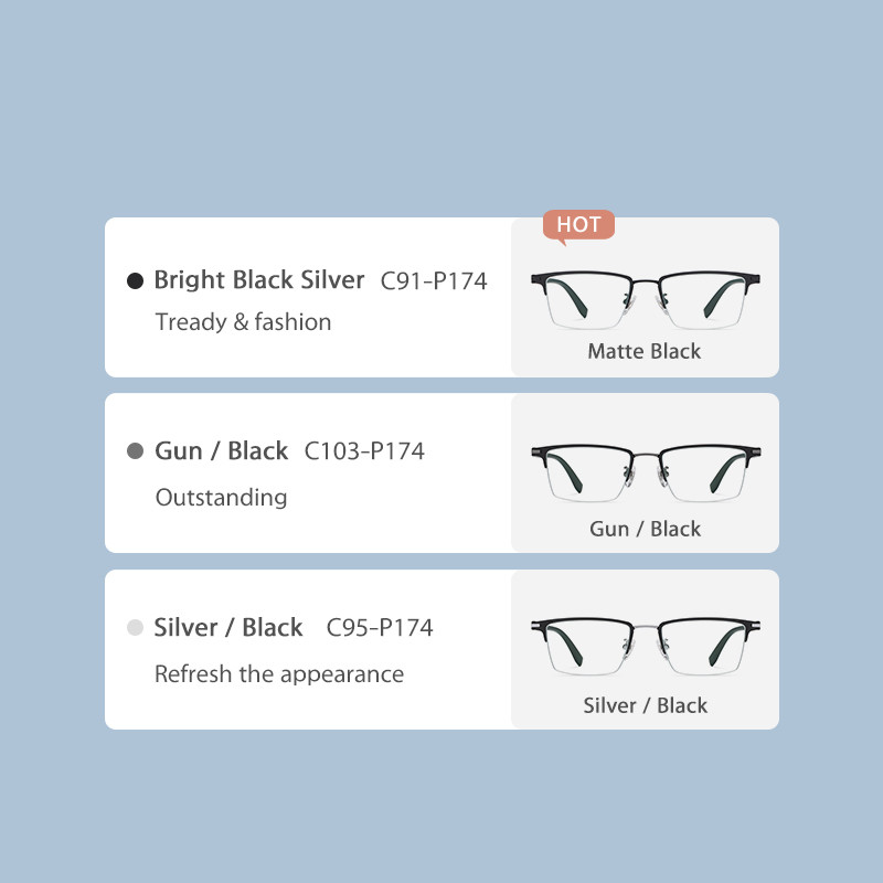  OEM/ODM Combination Glasses Half Frame Blue Light Blocking Eyewear Manufactures