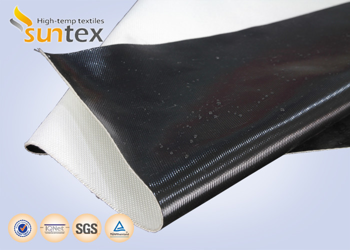  Black Fire Curtain Silicone Rubber Coated Fiberglass Fabric One Side 960 G/M2 Manufactures