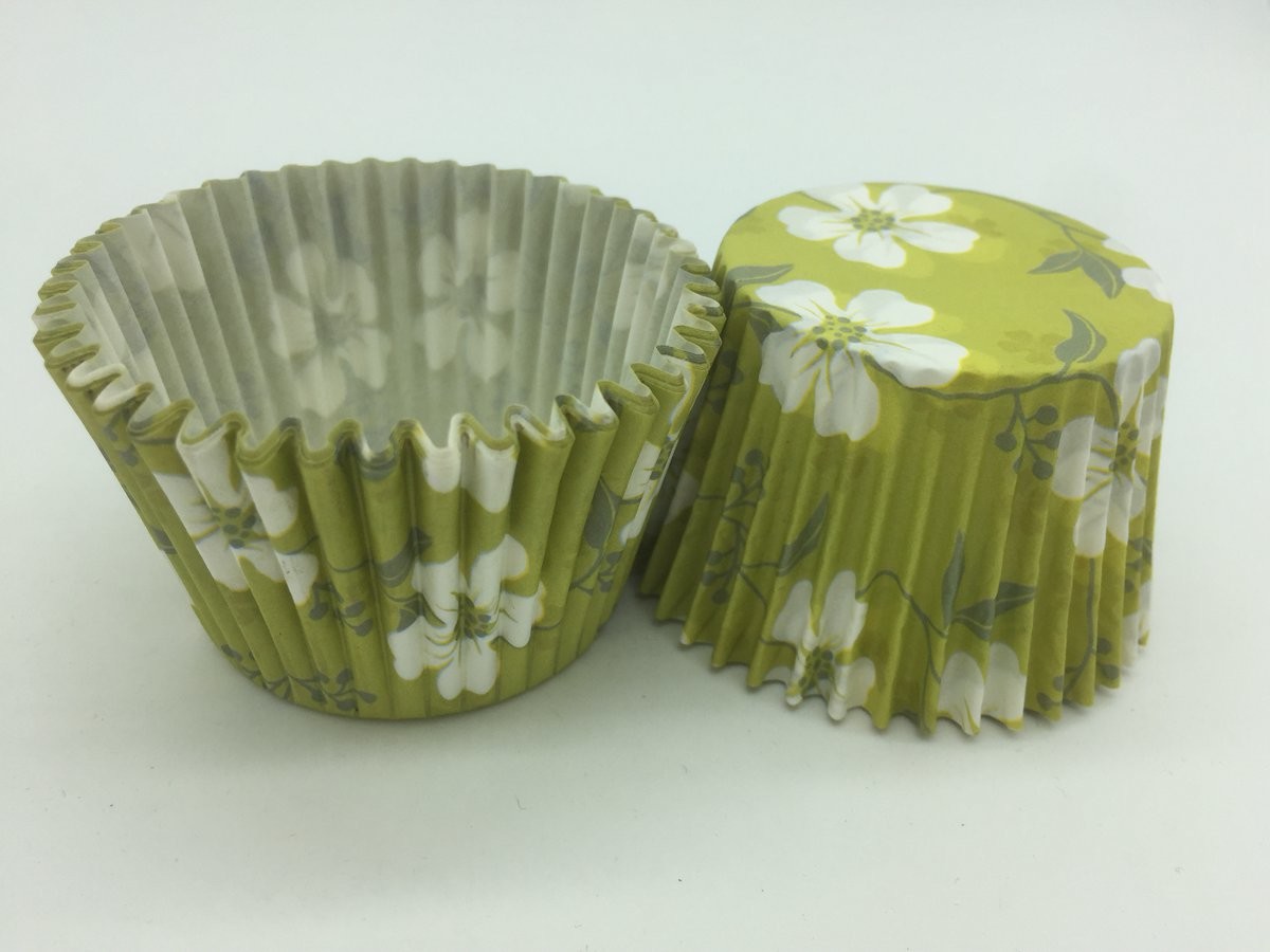 Green White Flower Greaseproof Cupcake Liners Disposable Mini Baking Tools Cake Decoration Manufactures