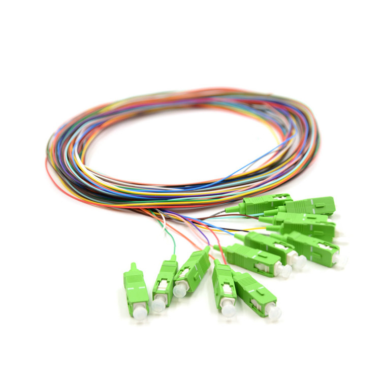  0.9mm Pigtail Single Mode , 1m SC APC Single Mode Pigtail 12 Core For FTTx Network Manufactures