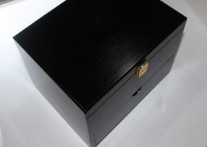  Woman Solid Wood Jewelry Box , Black Color Handcrafted Wood Decorative Boxes Manufactures