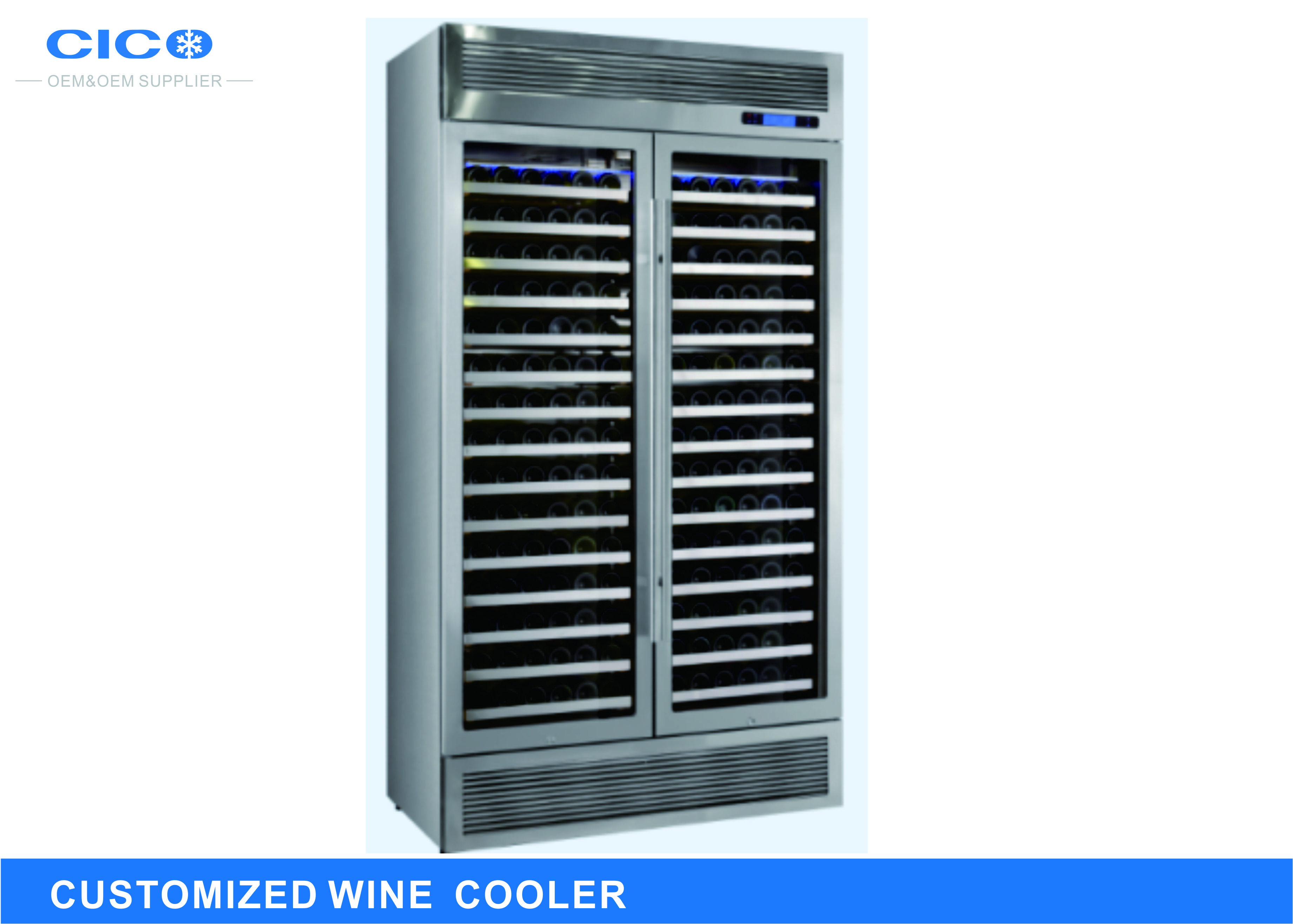  Silent Compressor Wine Cooler Blue LED Display High Efficient Evaporator Manufactures