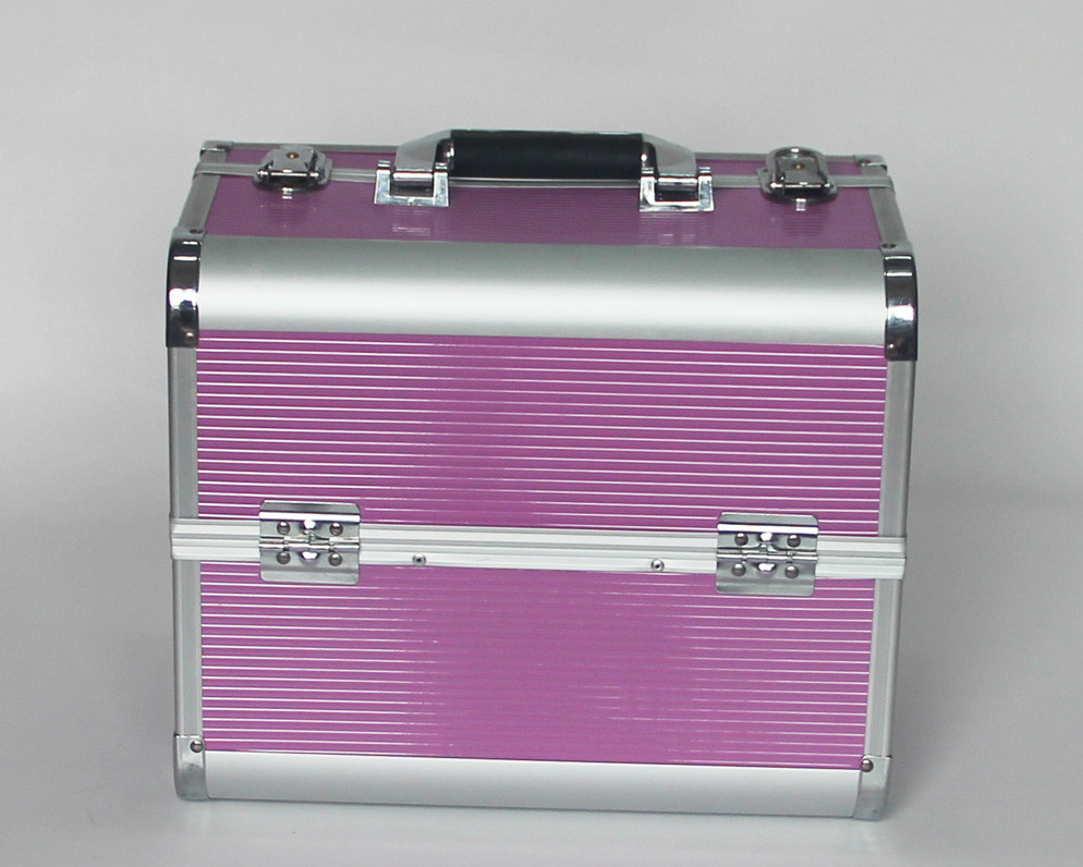  Lockable Aluminium Beauty Case Light Weight With Striped ABS Panel Manufactures