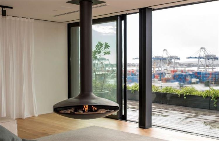 700mm Wood Burning Carbon Steel Hanging Suspended Ceiling Fireplace