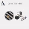 Buy cheap Classic style round stainless steel real carbon fiber inlay cufflink for men from wholesalers