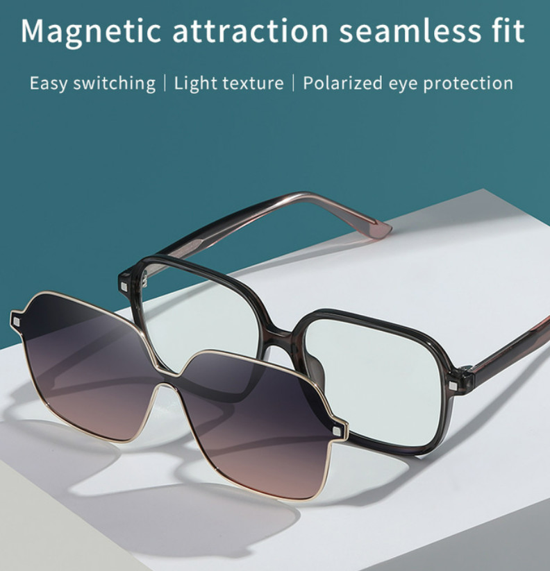 Unisex Clip On Magnetic Sunglasses For Women Polarized UV Protection Retro Square Manufactures