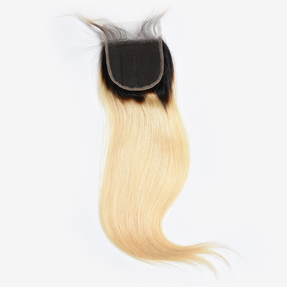  4x4 Brazilian Hair Lace Closure Straight 1b/613 Color 9a Grade 100% Pure Human Hair Manufactures