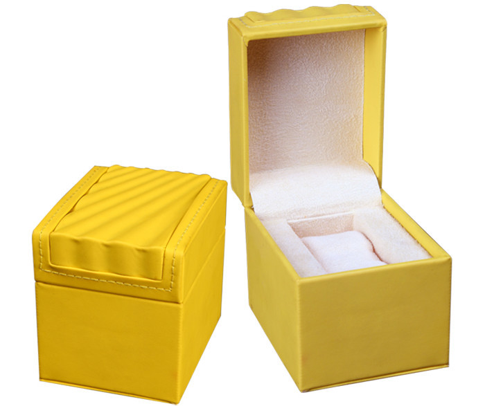  Yellow Leather Leather Watch Box Screen Printing Surface Finish For Gift Packaging Manufactures