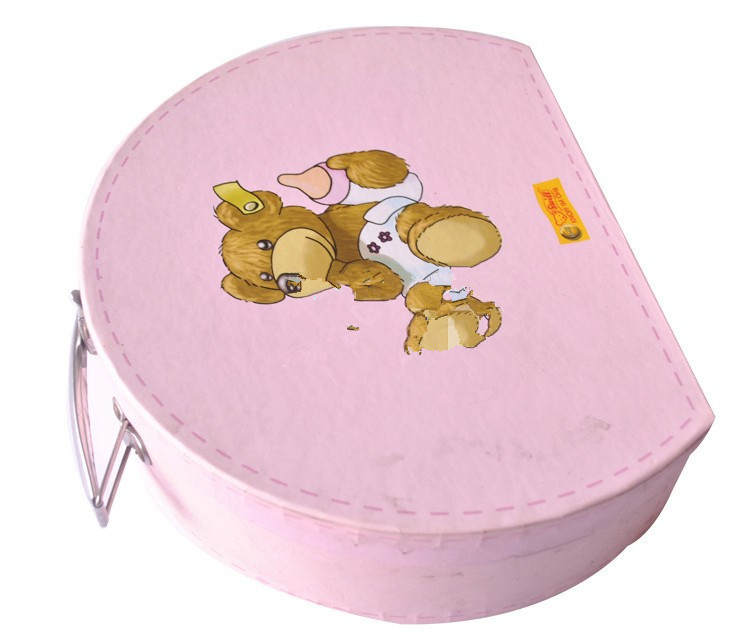  Cardboard suitcases with handle, half round box pink with logo printing Manufactures