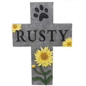  Polyresin Pet Cross tombstone, Resin Pet Memorial stone, Dog Cross headstone Manufactures