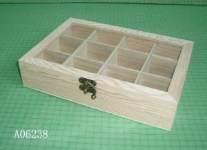  Wooden tea boxes with 12 dividers, acrylic window, hinged & clasp Manufactures