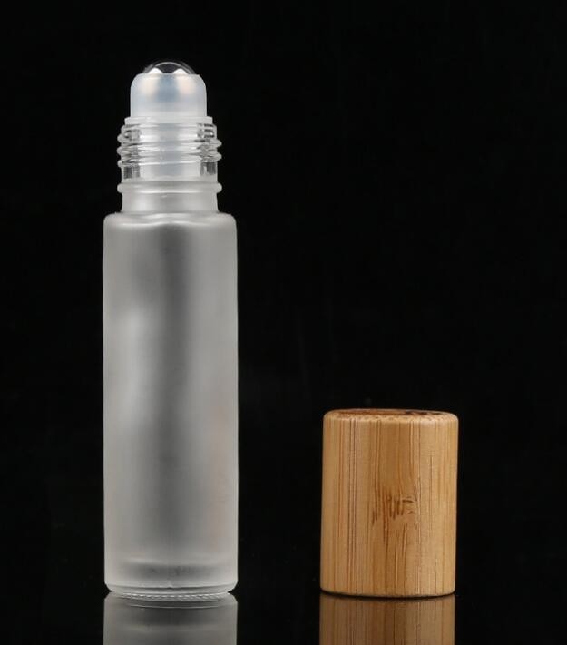  Frosted glass roll jars with bamboo cap, frosted glass bottle Manufactures