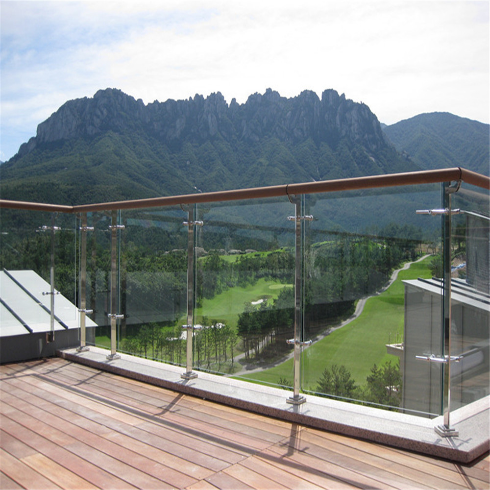  Stainless steel commercial balustrade with ultra clear glass panel design Manufactures