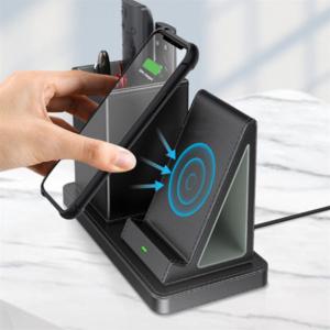  OEM Washable Wireless Charging Pen Holder , 10W Desk Organizer With Wireless Charger Manufactures