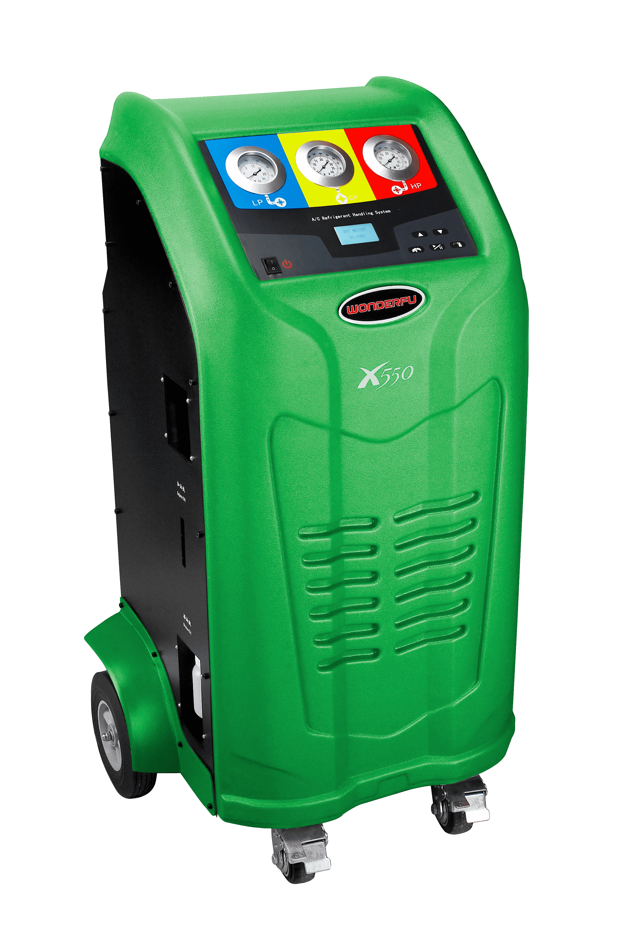 Green Bus Tank Large Refrigerant Recovery Machine For 134a 5 Inch LCD 1200g/min