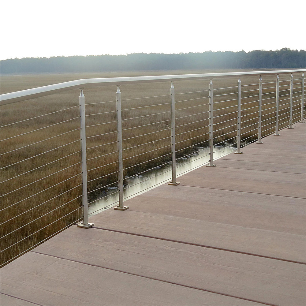  Galvanized steel deck railing with 4mm wire rope design Manufactures