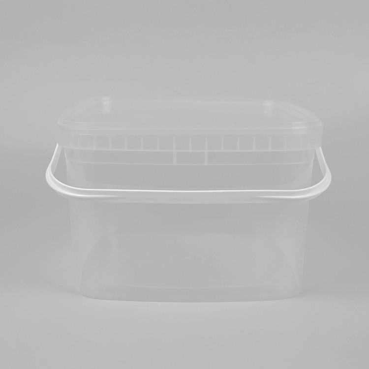  OEM ODM Welcome 3L Transparent Plastic Bucket Clear Square Bucket For Food Pastry Manufactures