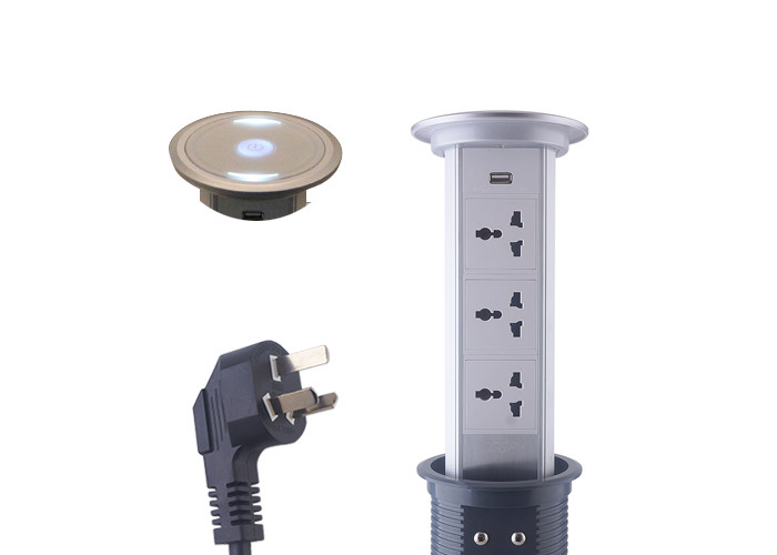  LED Lighted Pop Up Power Point Tower 3 x Universal Outlets For Kitchen Counter Top Manufactures