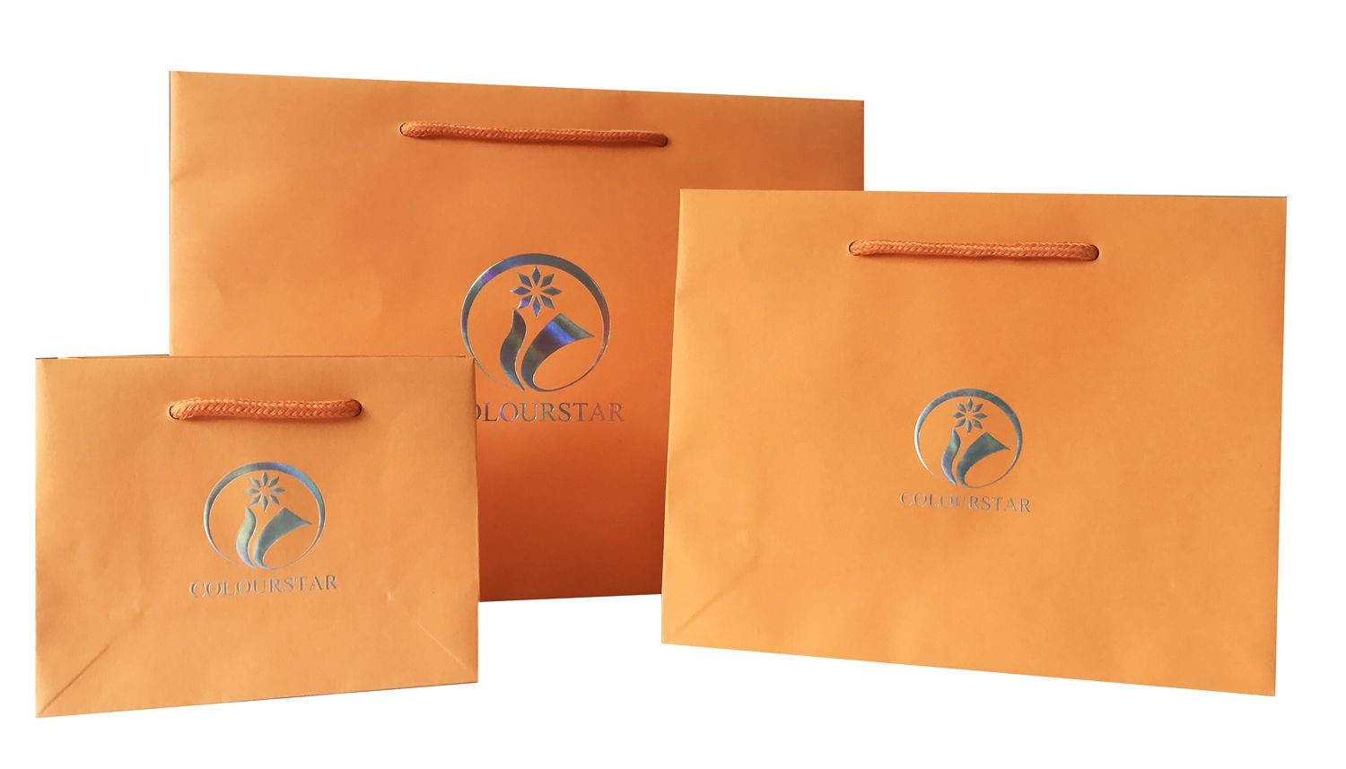  Orange Personalised Paper Bags / Custom Printed Paper Bags Black Handle Manufactures