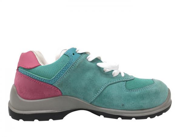 Quality Sky Blue Ladies Safety Shoes Suede Leather Upper Pink Collar For Summer for sale