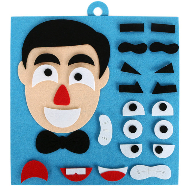 Felt Puzzle Toys Kids DIY Facial Expression Emotion Changing for Children Learning Education Velcro Sticks 30 X 30cm