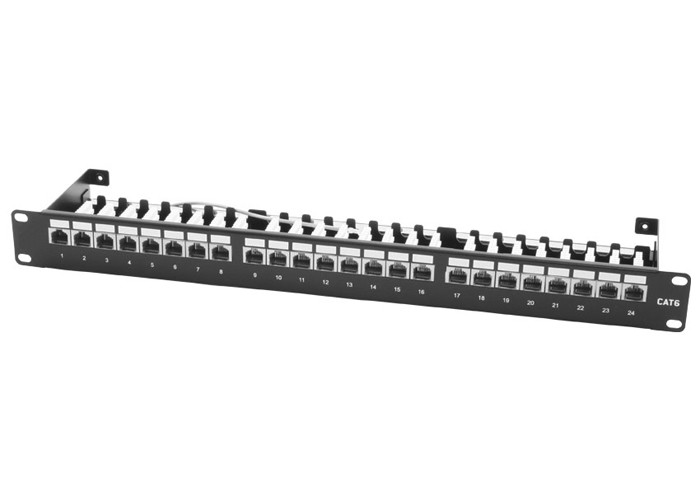  Cold Rolled Steel Cat6 Shielded Patch Panel , Screened 568A B 24 Way Patch Panel Manufactures