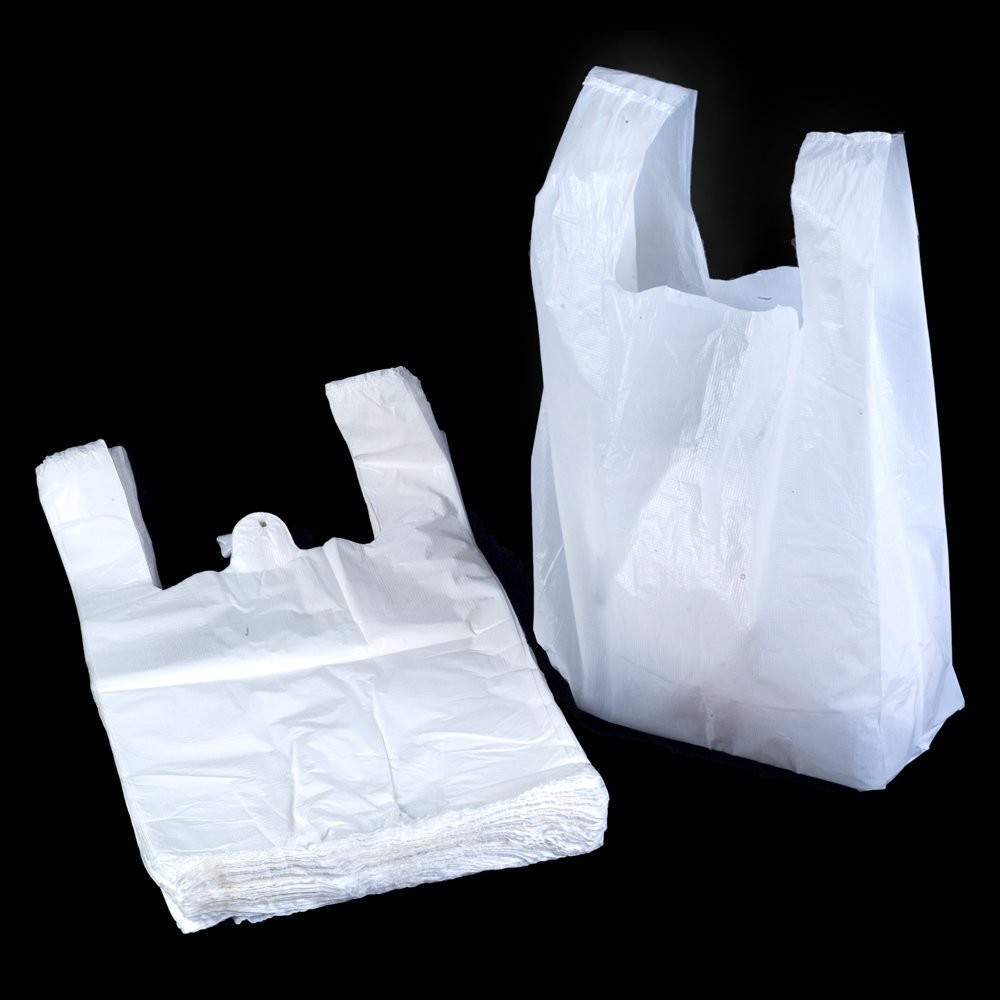  White 100 Biodegradable Plastic Bags , T Shirt Shape Compostable Shopping Bags Manufactures