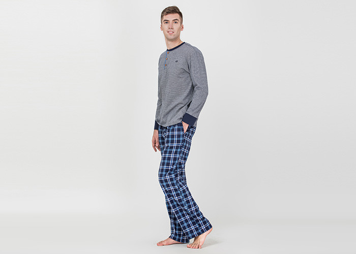  Plus Size Mens Luxury Sleepwear Spring Pajamas Functional Placket With One Button Manufactures