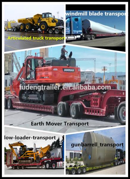 Engineering and construction machines transport low loader trailer 80 ton lowboy trailer for sale
