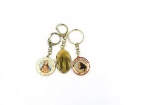  Religious Style Promotional Metal Keychains , Epoxy Gold Metal Key Ring Manufactures