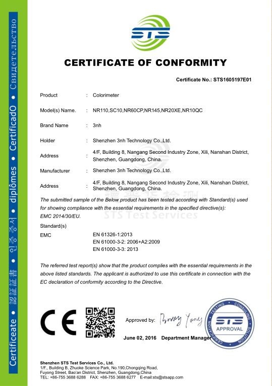 SHENZHEN 3NH TECHNOLOGY CO., LTD. Certifications