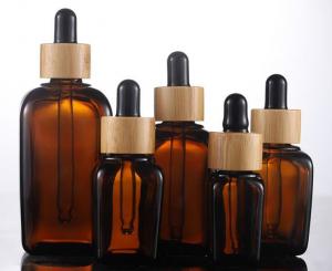  Amber glass essential oil jars, square shape essential oils bottle Manufactures