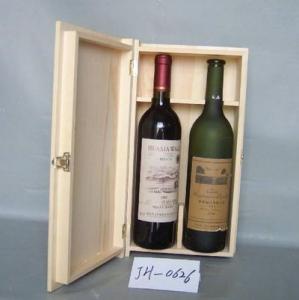  wooden 2 bottles wine box, solid pine wood, natural color, hinge & clasp Manufactures